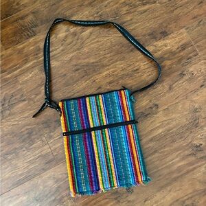 Multicolor Striped Crossbody Bag - Vibrant Textile Shoulder Purse